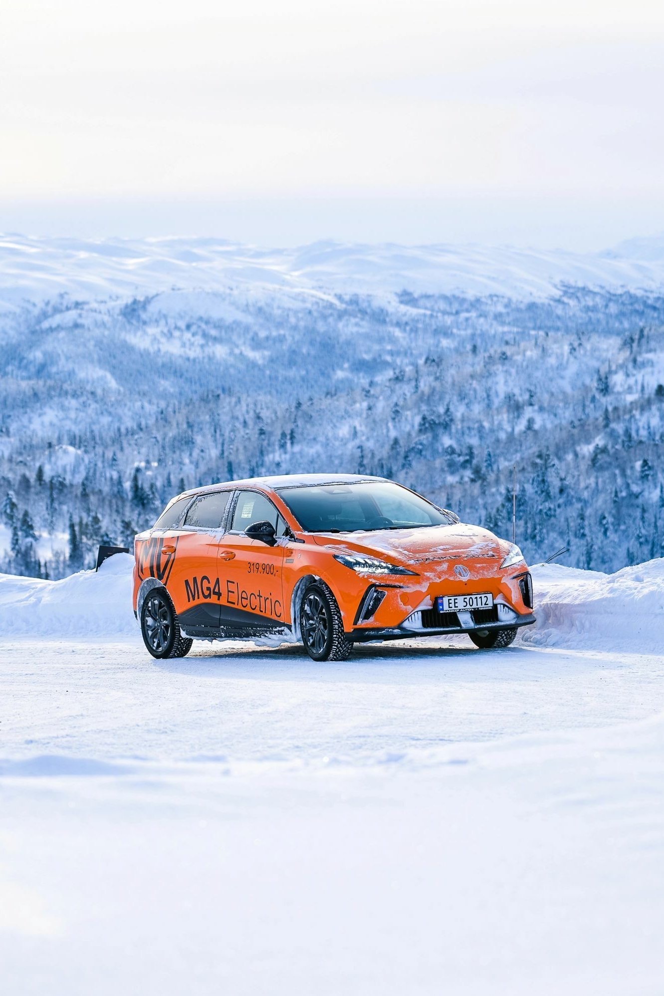 MG4 Electric Kompaktwagen im Schnee, Norwegen